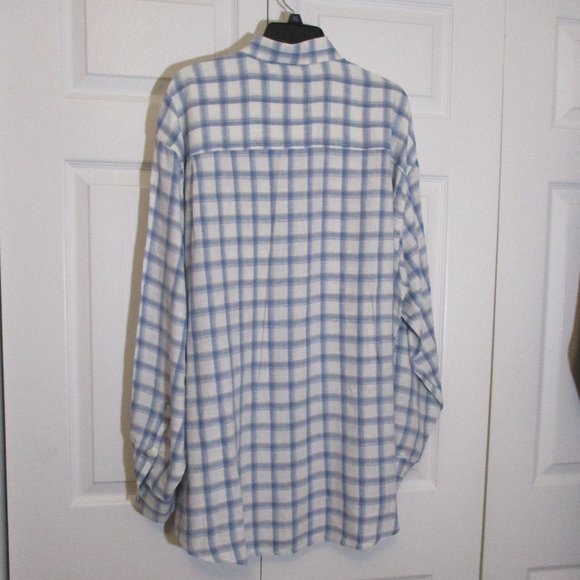 Joseph Abboud Blue White Linen Button Down sz XL - Picture 8 of 9